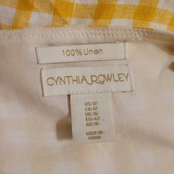 Cynthia Rowley Yellow Gingham Linen Midi Dress - Picture 7 of 8
